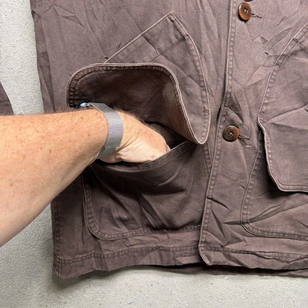 Vintage 90s L.L. Bean Field‎ Jacket Canvas Lined Corduroy Collar Men's Large
